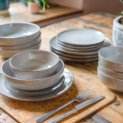 Cooks Professional 16 Piece Nordic Reactive Glaze Stoneware Dinnerware Set in Grey – 3