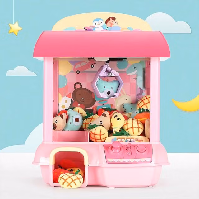 Livingandhome Wireless Doll Claw Machine Toy for Kids with 6 Dolls, Pink