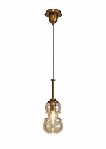 Mantra Sonata Round Ceiling Pendant Light in Bronze with Glass Shade, Diameter: 15 cm, E27