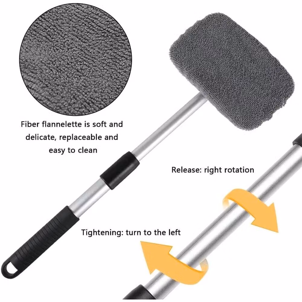 NESTLUNE 2-in-1 Bathroom Mop and Shower Scrubber with Telescopic Handle and Microfibre Pads, Grey, W: 100 cm, D: 15 cm – 5