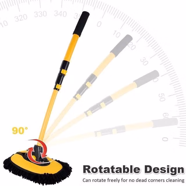 NESTLUNE 15° Curve Telescopic Car Wash Brush, Yellow, W/D/H: 102 x 15 x 15 cm