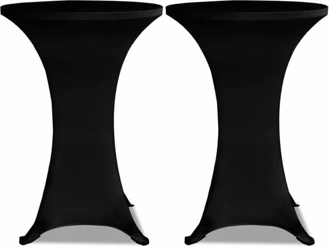 Berkfield Home Black Stretch Round Standing Table Covers, 2 Pack, Diameter: 70 cm