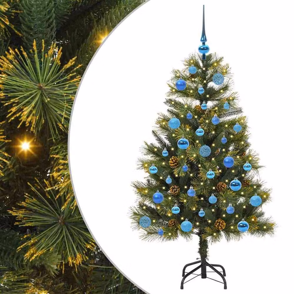 Berkfield Home Realistic Artificial Hinged Christmas Tree with Cones, Green, Height: 150 cm – 3