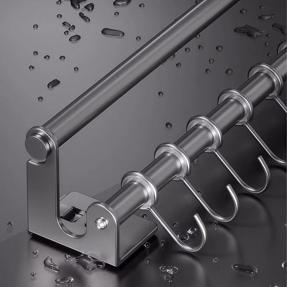 Kelvenix Wall Mounted Aluminium Coat Hook Rack in Grey, W: 52 cm – 3