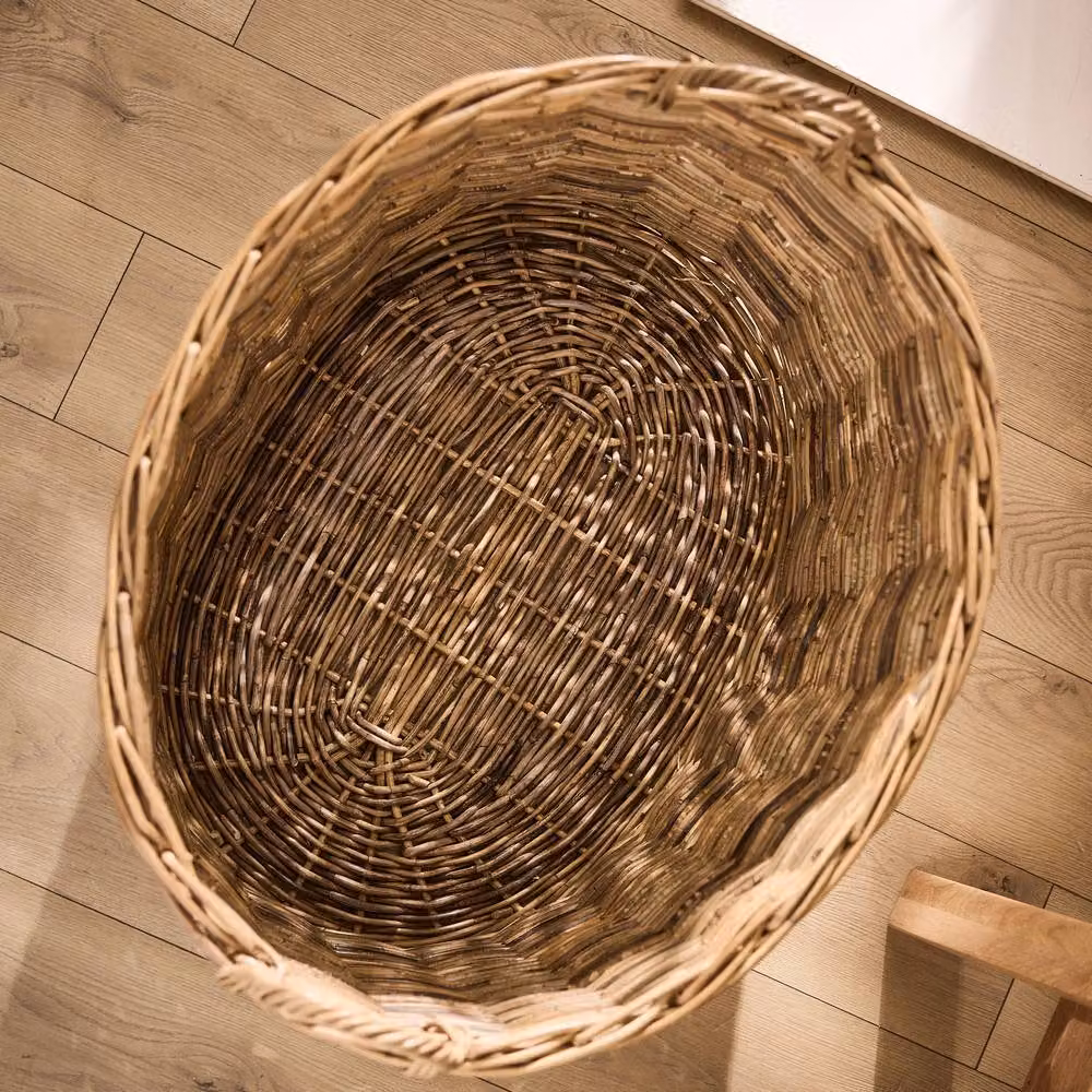 Dibor Azara Oval Log Basket XXL in Natural Brown Rattan, H56 x L71 x W57 cm – 3