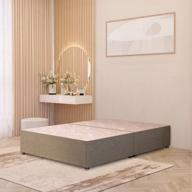 Somnior Beds Ltd Small Single Divan Bed Base with Drawers in Beige Linen Fabric