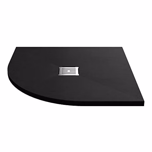 nuie NLT91106 Modern Slimline Quadrant Corner Shower Tray, Slate Black, W/D: 90 x 90 cm – 1