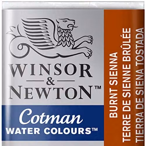 Winsor & Newton Cotman Half Pan Water Colour in Burnt Sienna Brown – 1