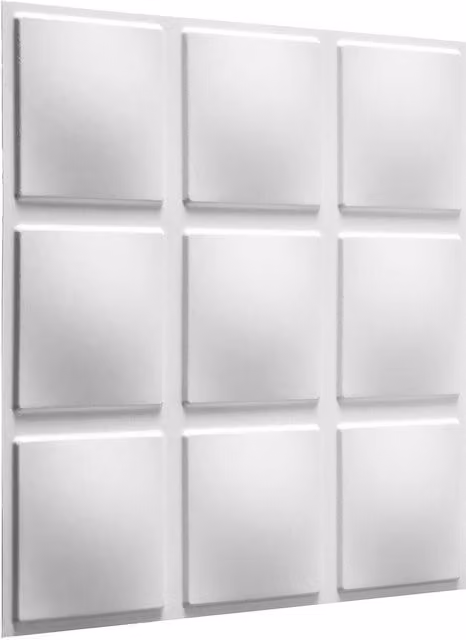 WALPLUS White Geometric 3D Wall Panels in Natural Plant Fibre with Abstract Square Design