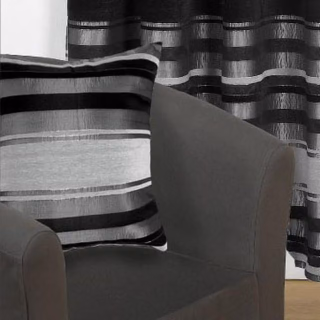 Rapport Home Black Striped Velvet Square Cushion Cover, W/D/H: 45 x 45 x 45 cm