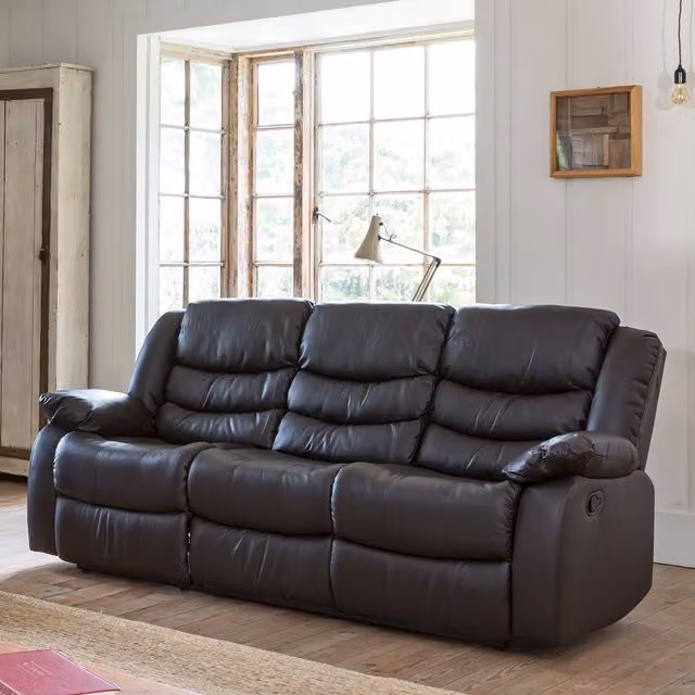 Artemis Home Brooklyn 3 Seat Recliner Sofa in Brown Synthetic Leather