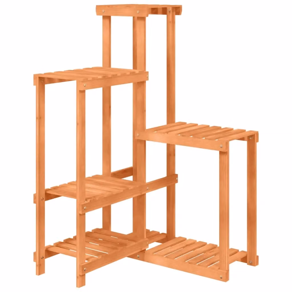 Berkfield Home Retro Solid Wood Fir Flower Stand, Brown, W/D/H: 62.5 x 61.5 x 101.5 cm – 2