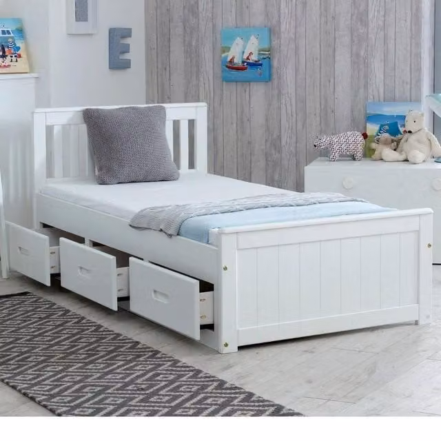 Rest Relax Maxine Single Wooden Storage Cabin Bed in White