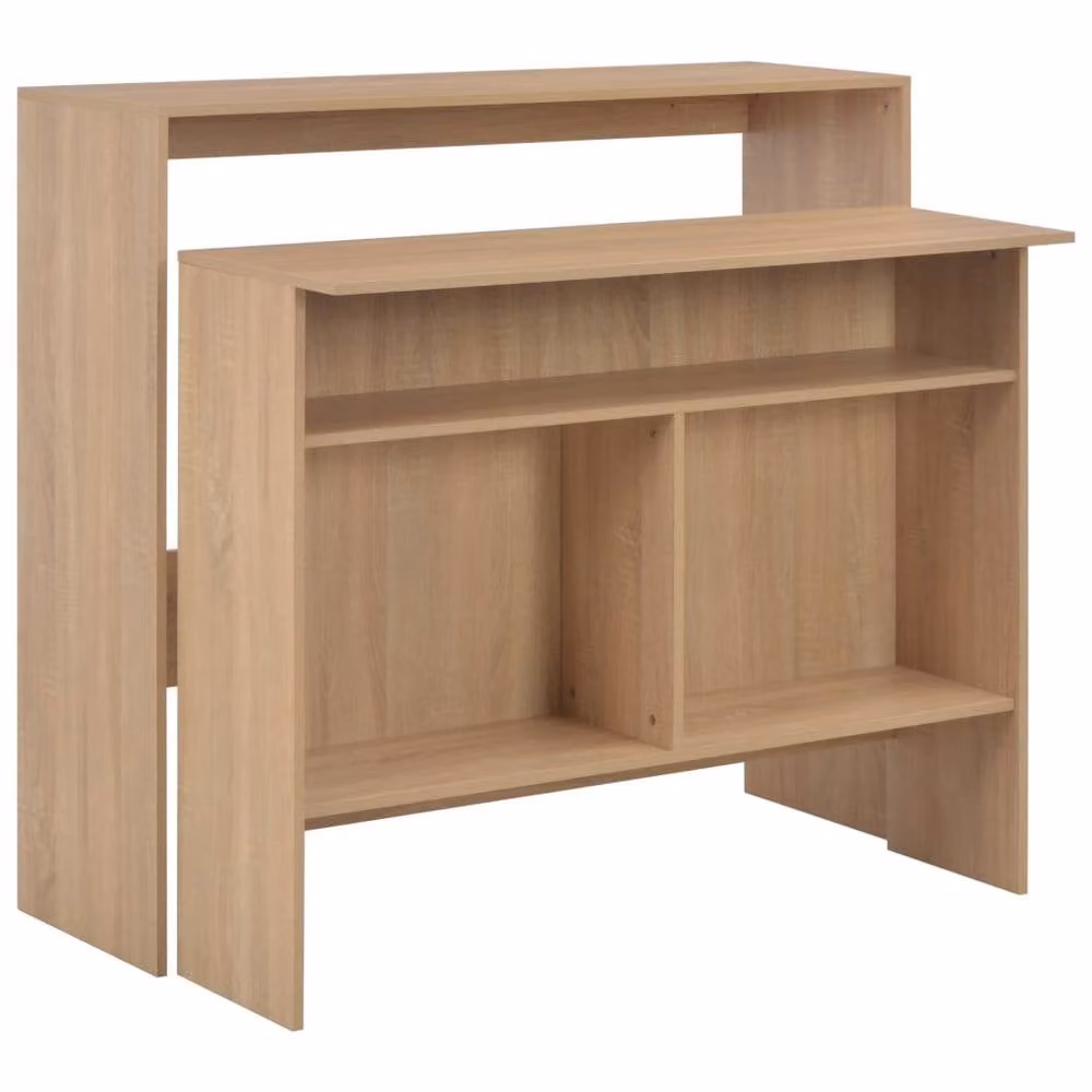 Berkfield Oak Home Bar Table with 2 Table Tops in Beige, W/D/H: 130 x 40 x 120 cm – 1