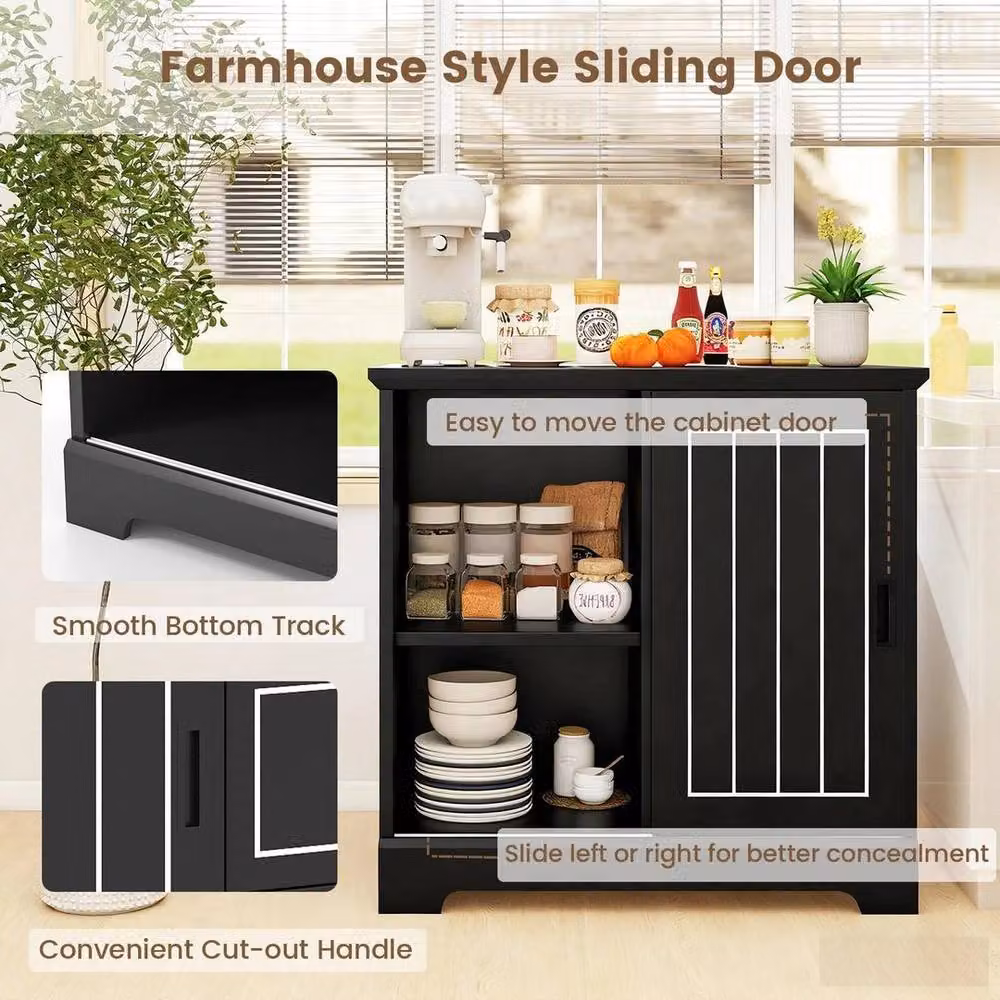 KORVIXA Black Farmhouse Coffee Bar Station Sideboard – 2