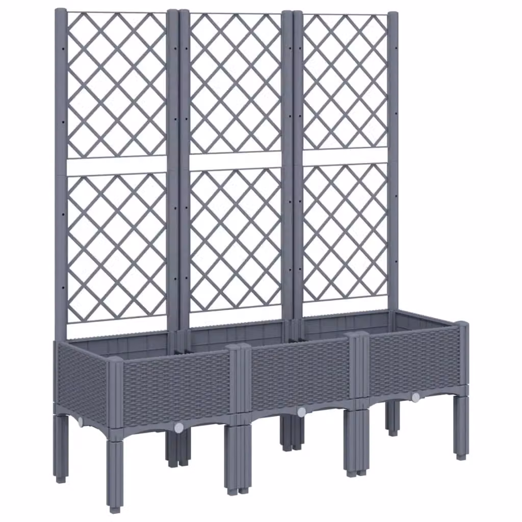 Berkfield Home Garden Planter with Trellis in Blue Grey, W/D/H: 120 x 40 x 142 cm – 2