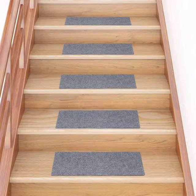 Berkfield Home Self-adhesive Rectangular Stair Mats, 15 Pieces, Light Grey, W: 60 cm, D: 25 cm