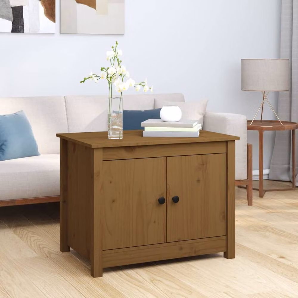Berkfield Home Rustic Solid Wood Pine Coffee Table, Honey Brown, W: 71 cm, D: 49 cm, H: 55 cm – 2