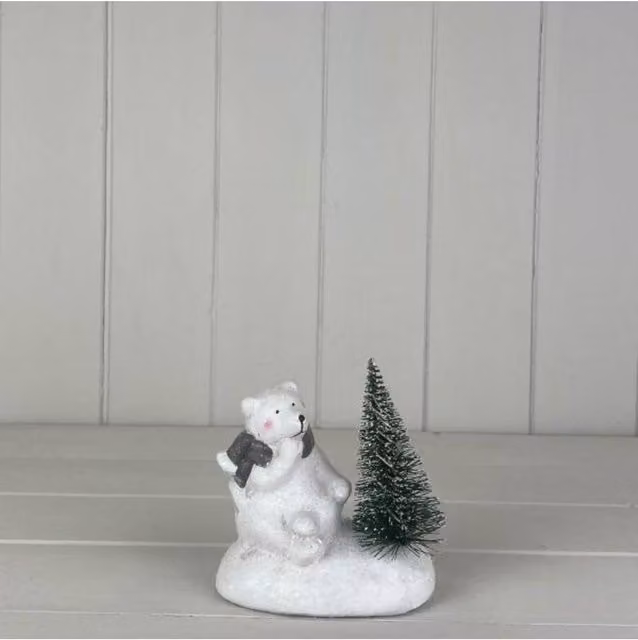 KDMD White Ceramic Bear Decorative Tabletop Light