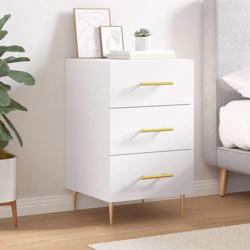 Berkfield Home Modern White Bedside Cabinet W/D/H: 40 x 40 x 66 cm – 2