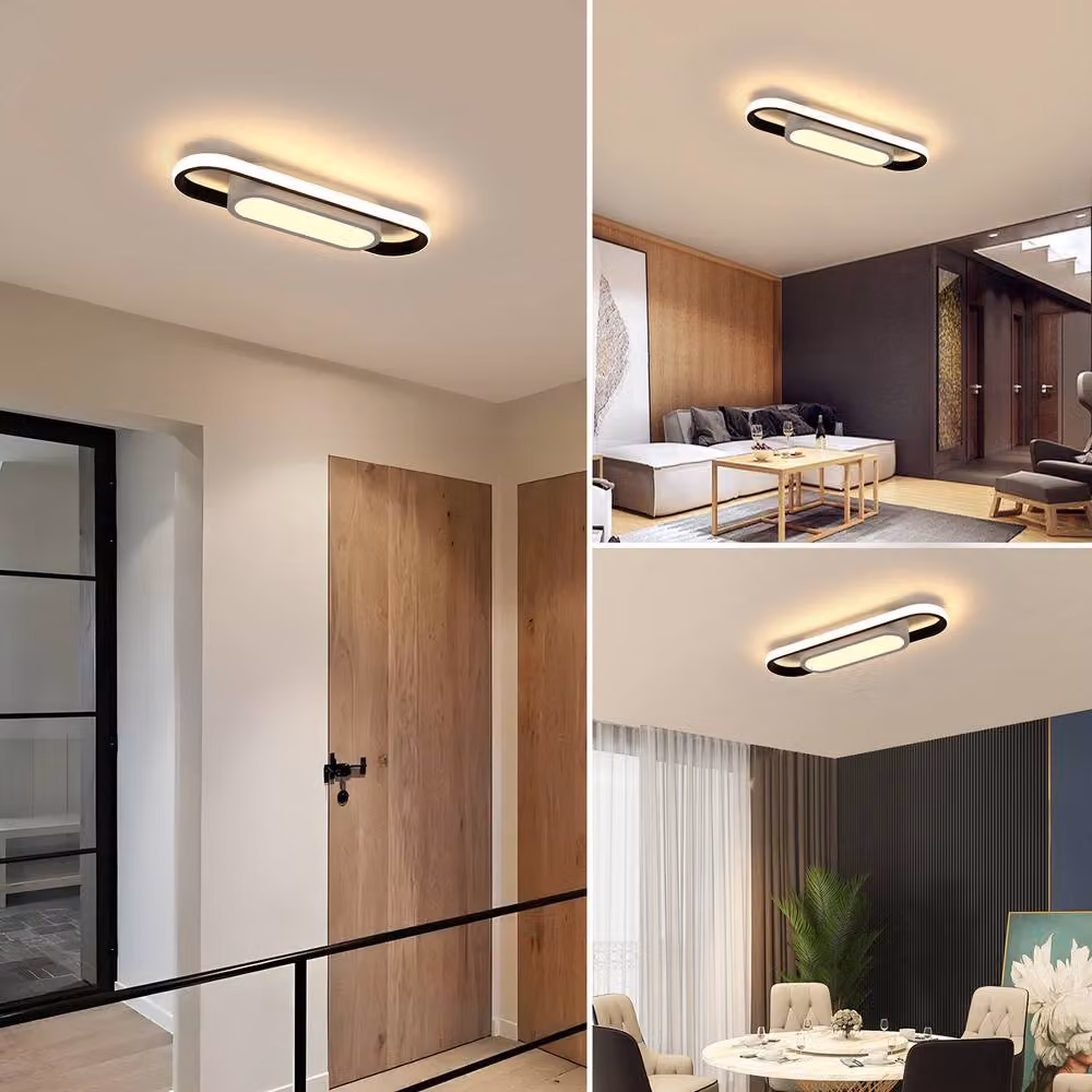 Pheashine Oval LED Ceiling Light in Black and White, 30W, 3000K Warm White, Diameter: 40 cm – 3