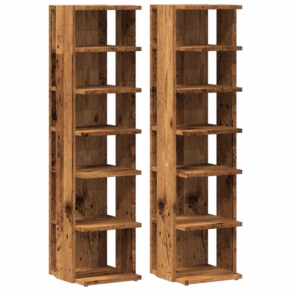 Berkfield Home Set of 2 Rustic Brown Engineered Wood Shoe Cabinets, W/D/H: 28 x 27 x 102 cm – 3