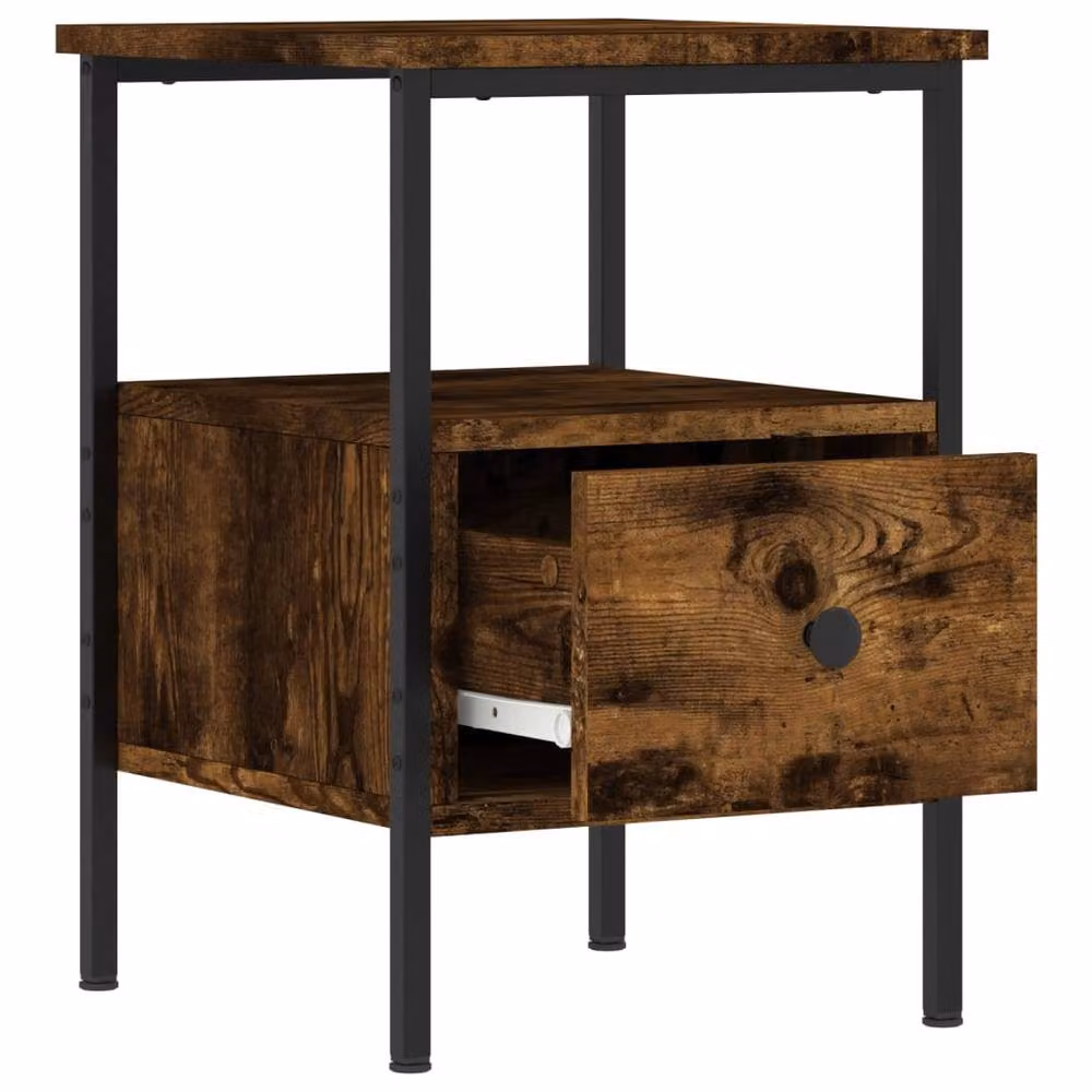 Berkfield Home Set of 2 Durable Bedside Cabinets in Smoked Oak Brown, W/D/H: 34 x 36 x 50 cm – 5
