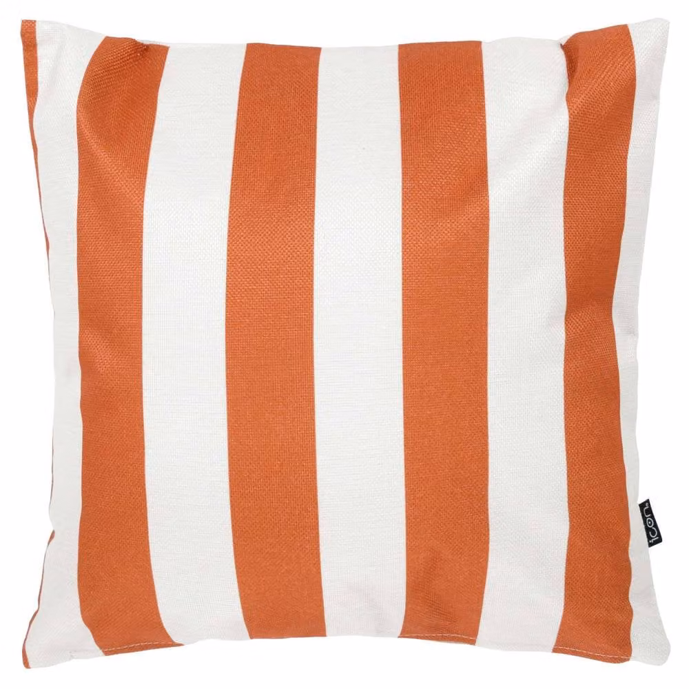 icon Set of 2 Orange Striped Square Indoor Outdoor Cushions, W/D/H: 43 x 43 x 43 cm – 3
