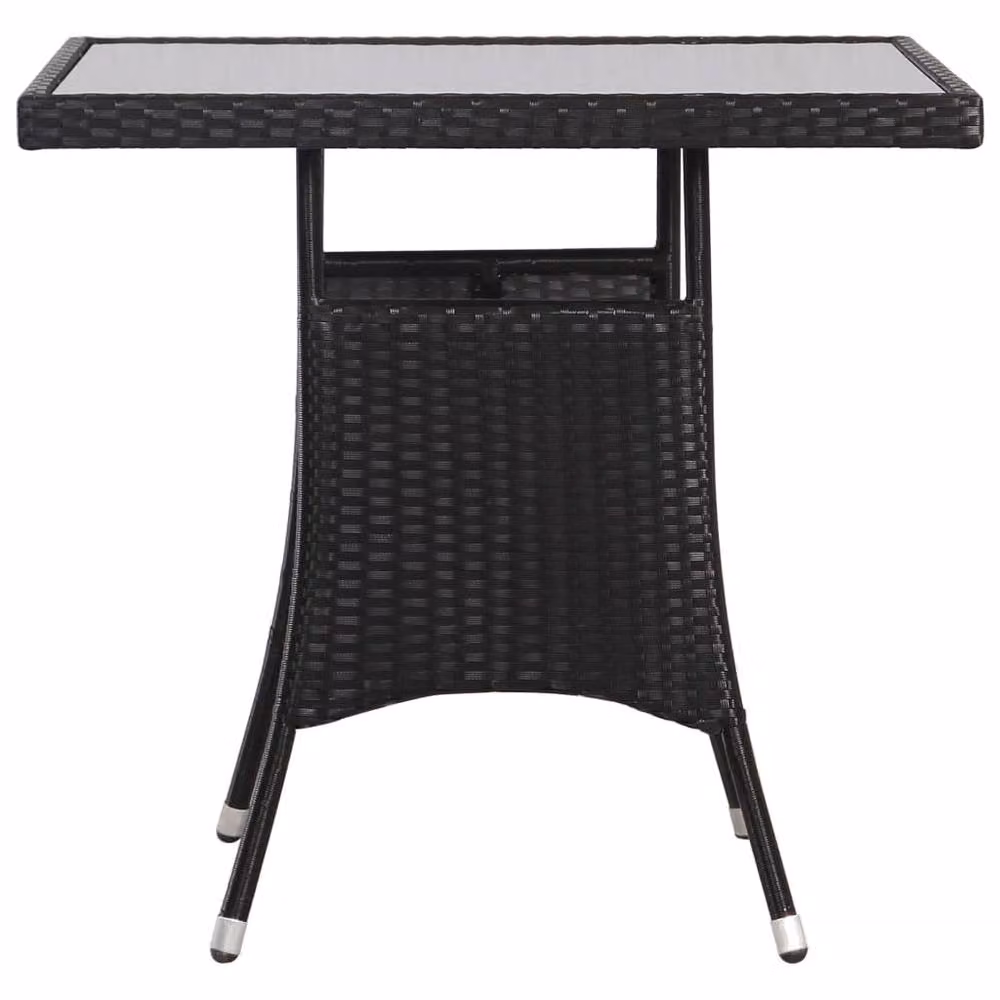 Berkfield Home Black Square Garden Table with Glass Top and Powder Coated Steel Frame, W/D/H: 80 x 80 x 74 cm – 3