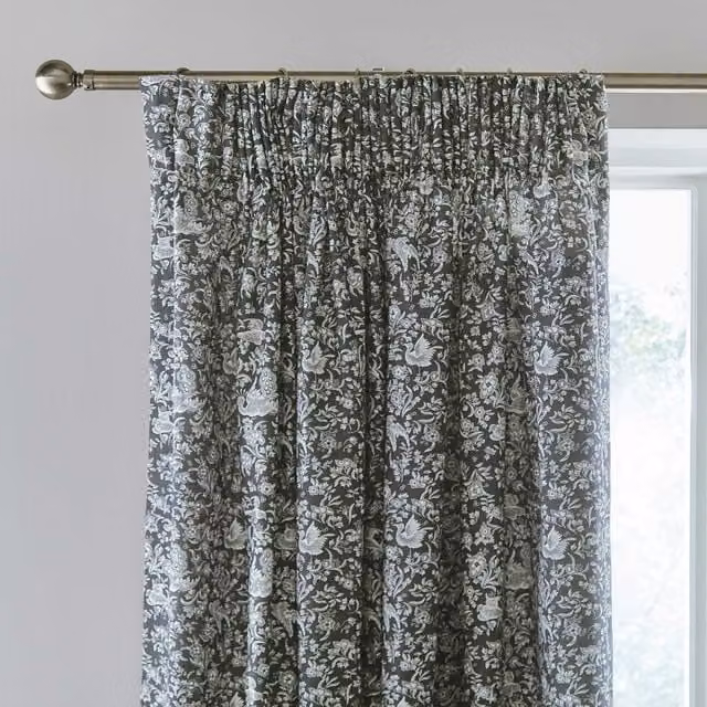 Burleigh x Bedeck Regal Peacock Blackout Lined Curtains in Charcoal Grey, Width: 168 cm, Height: 183 cm – 3