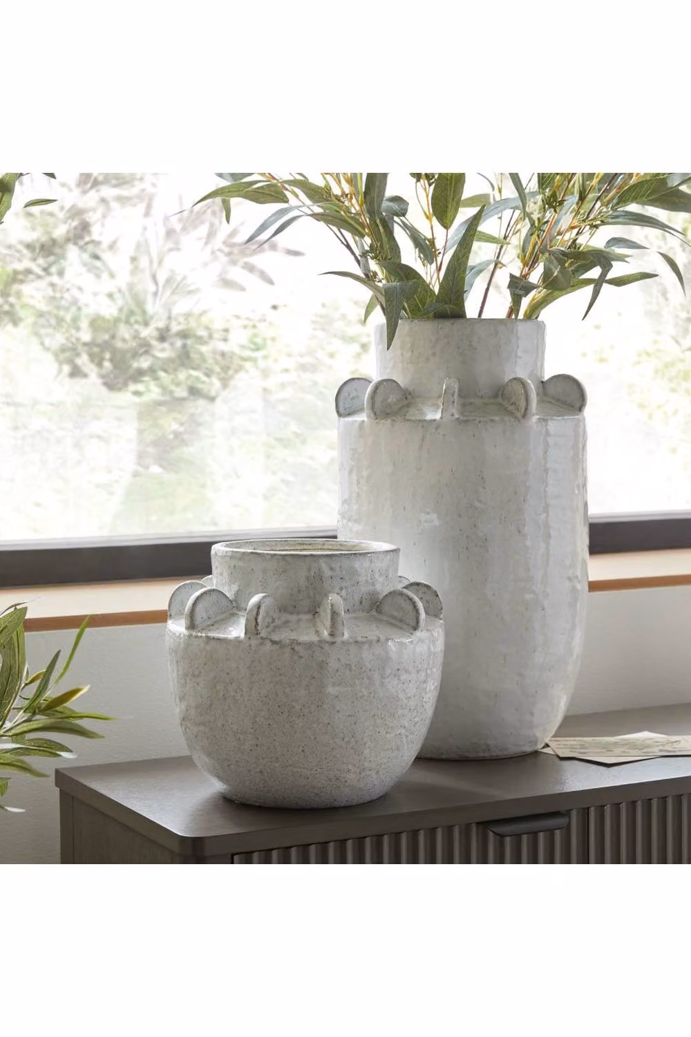 KDMD Dara Large Hydria Vase, Elegant Textured White Ceramic Tabletop Centerpiece – 2