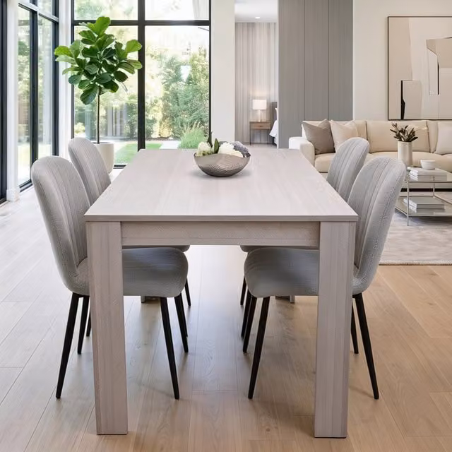 Kosy Koala Modern Rectangular Dining Set with 4 Grey Fabric Chairs and Brown Table