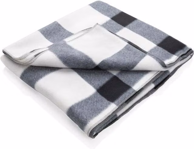 XD Design White Fleece Plaid Blanket