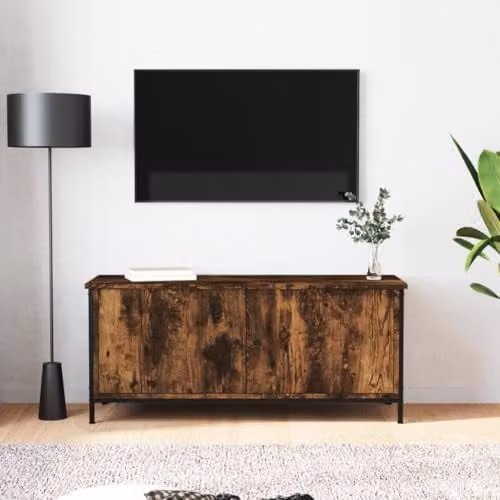 vidaXL Industrial TV Cabinet with Doors in Brown Oak, W/D/H: 102 x 35 x 45 cm – 2