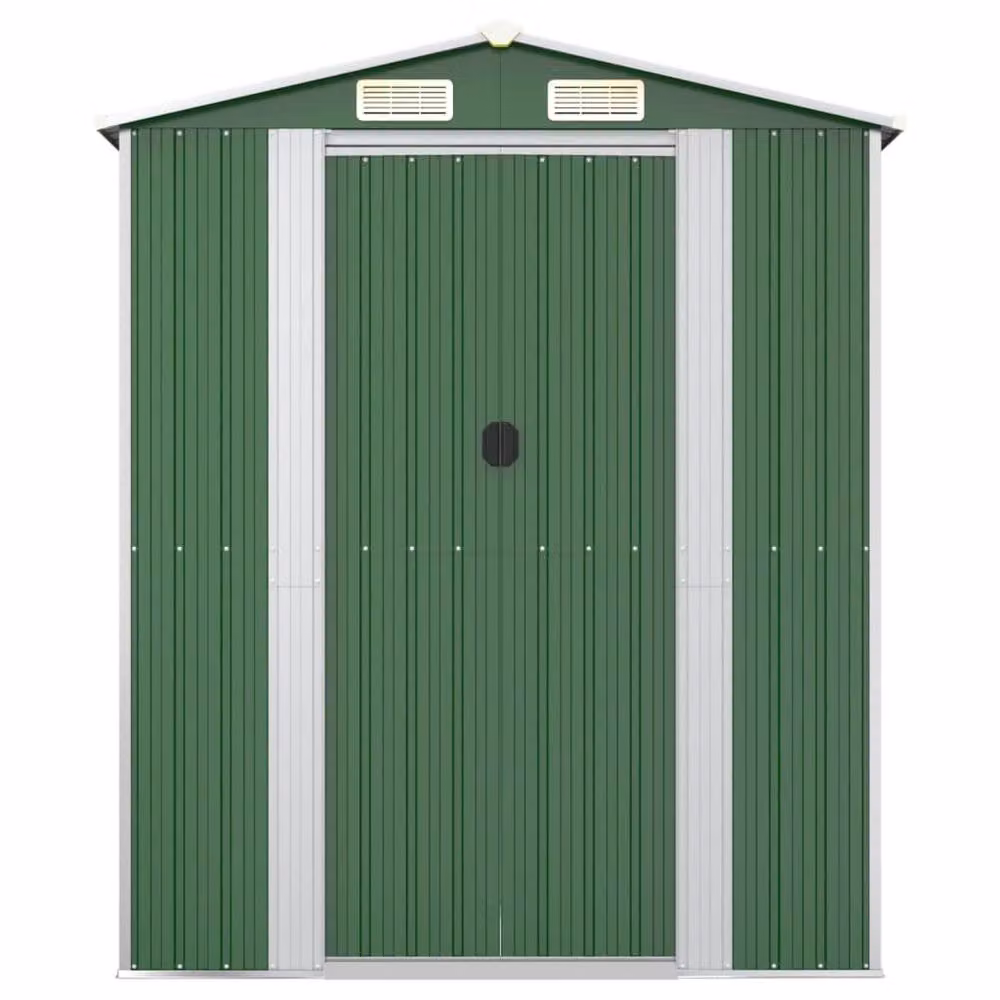 Berkfield Home Green Galvanised Steel Gable Garden Shed with Sliding Doors W/D/H: 192 x 274 x 223 cm – 2