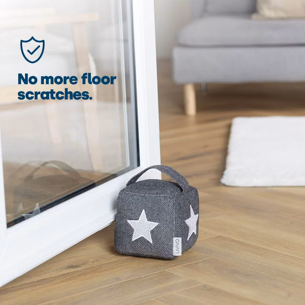 LIVIVO Weighted Star Fabric Door Stopper in Grey and White – 2