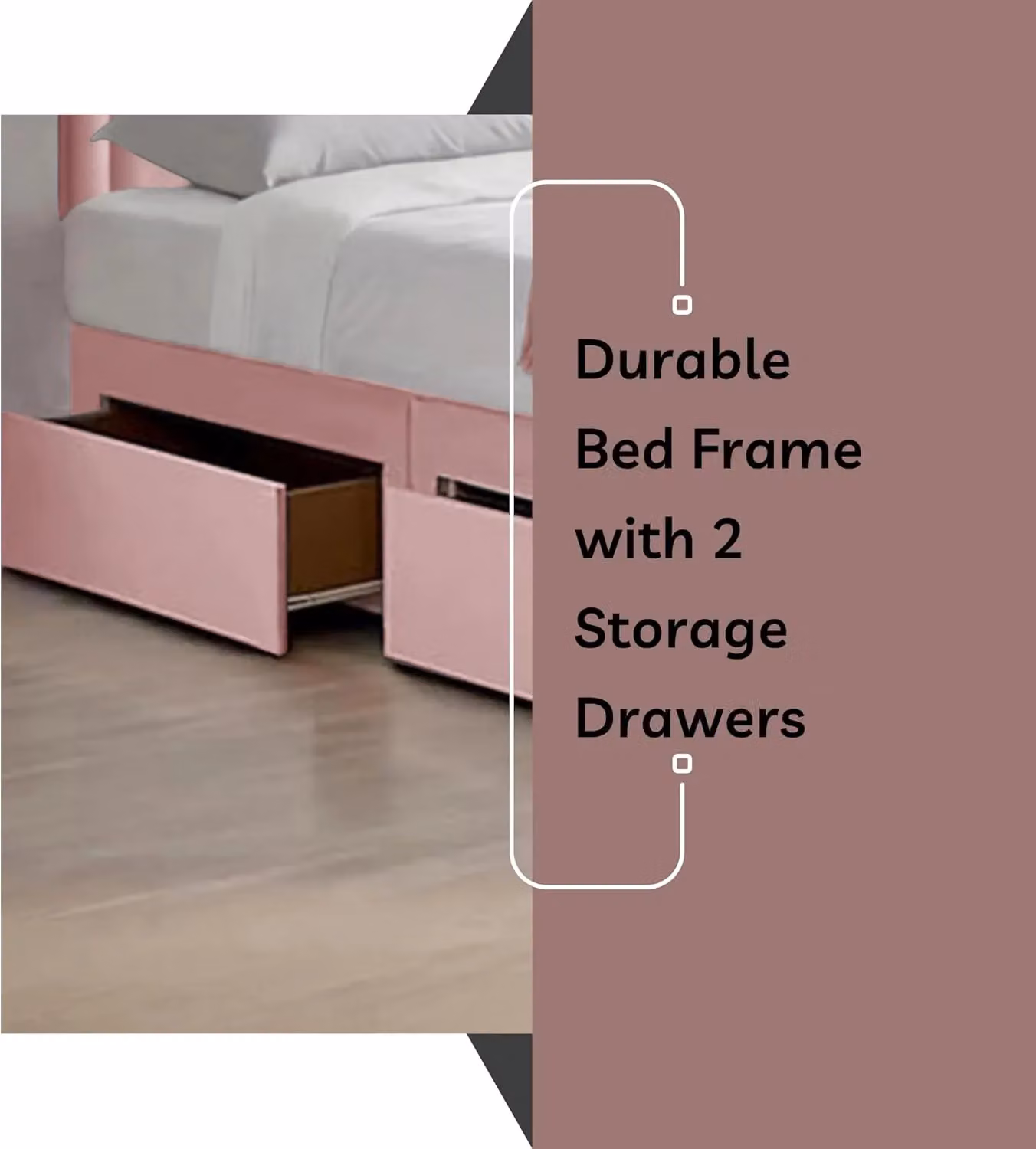 Bed Time UK Plush Pink Velvet Super King Divan Bed with Hybrid Mattress, 2 Drawers and 20 inch Chesterfield Headboard, W/D/H: 200 x 200 cm – 2