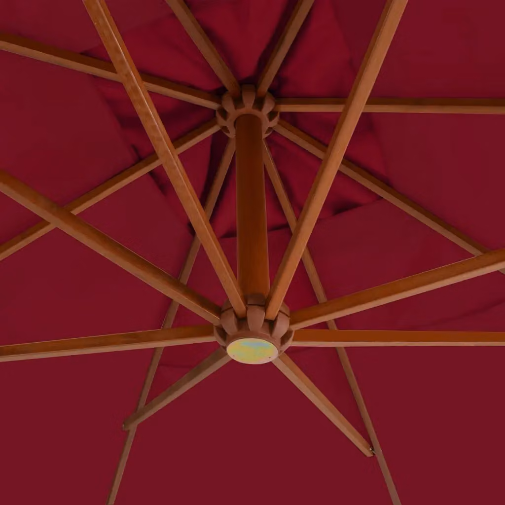 Berkfield Home Cantilever Garden Umbrella with Wooden Pole, Bordeaux Red, W: 400 cm, D: 300 cm, H: 285 cm – 2