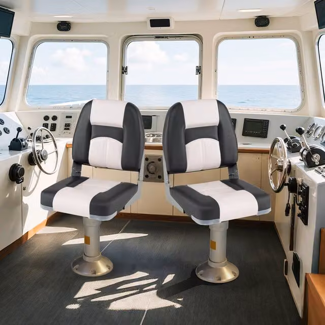 Costway Set of 2 Low Back Boat Chairs in Grey and White