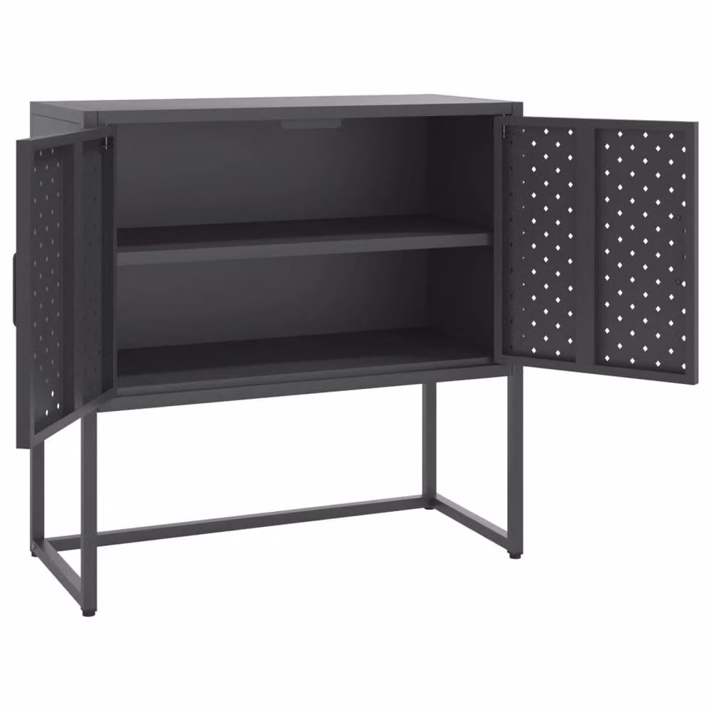 Berkfield Home Anthracite and Black Metal Sideboard, W/D/H: 75 x 35 x 75 cm – 3