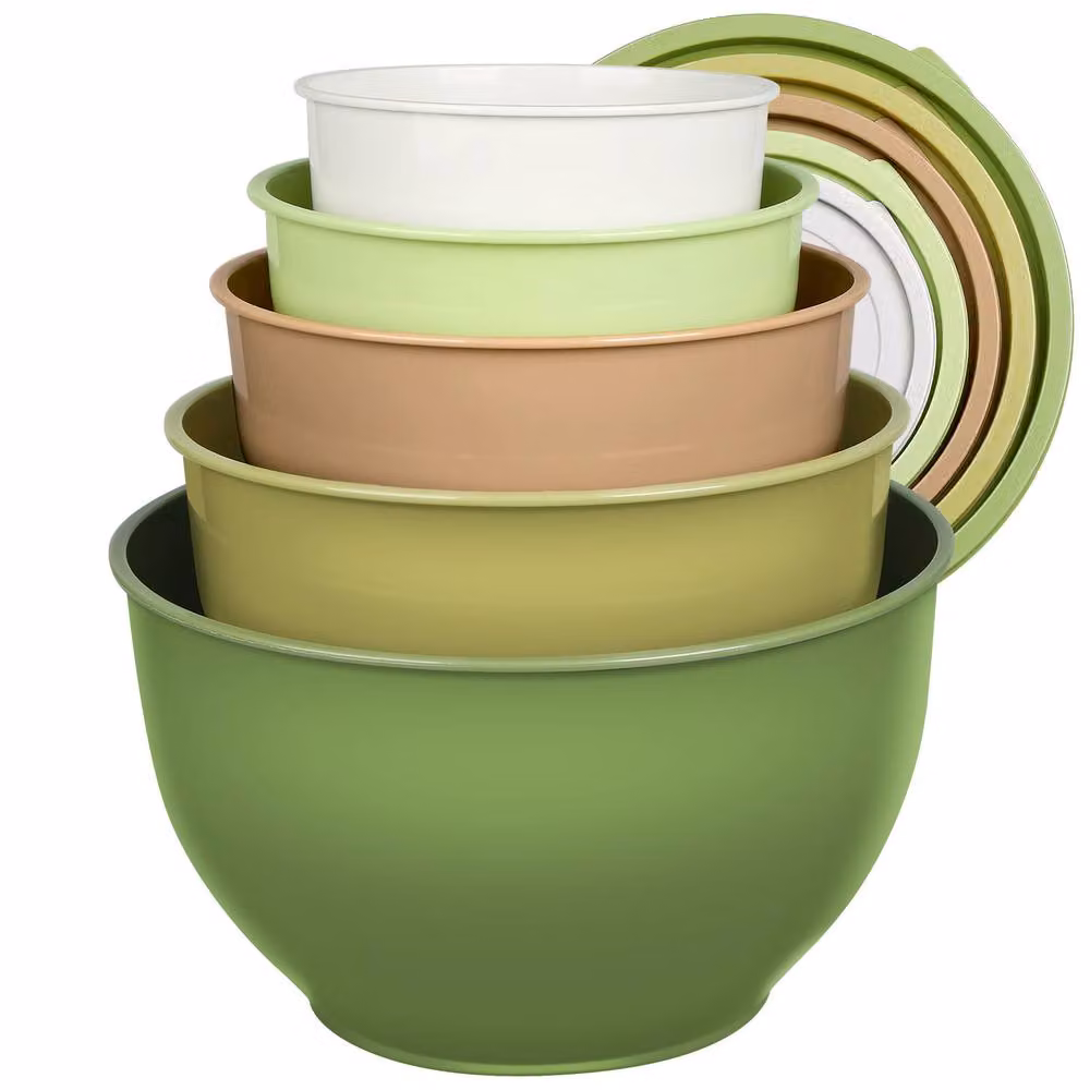 Greentainer 5-Piece Nesting Plastic Bowls with Snap Lids in Multicolour for Kitchen Storage – 2