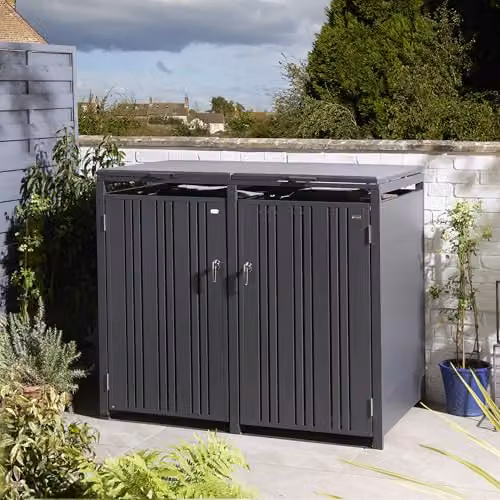 Rowlinsons Wimbledon Double Bin Store in Anthracite Grey, W: 132.5 cm, D: 81 cm, H: 116.5 cm – 1