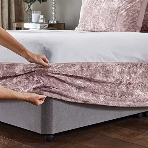 Catherine Lansfield Crushed Velvet King Divan Base Wrap in Pink – 2