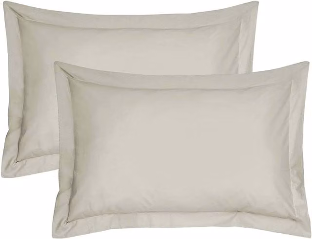 Smart Living Luxury 100% Egyptian Cotton Oxford Pillowcase Pair in Natural Sand/Beige, Standard Size