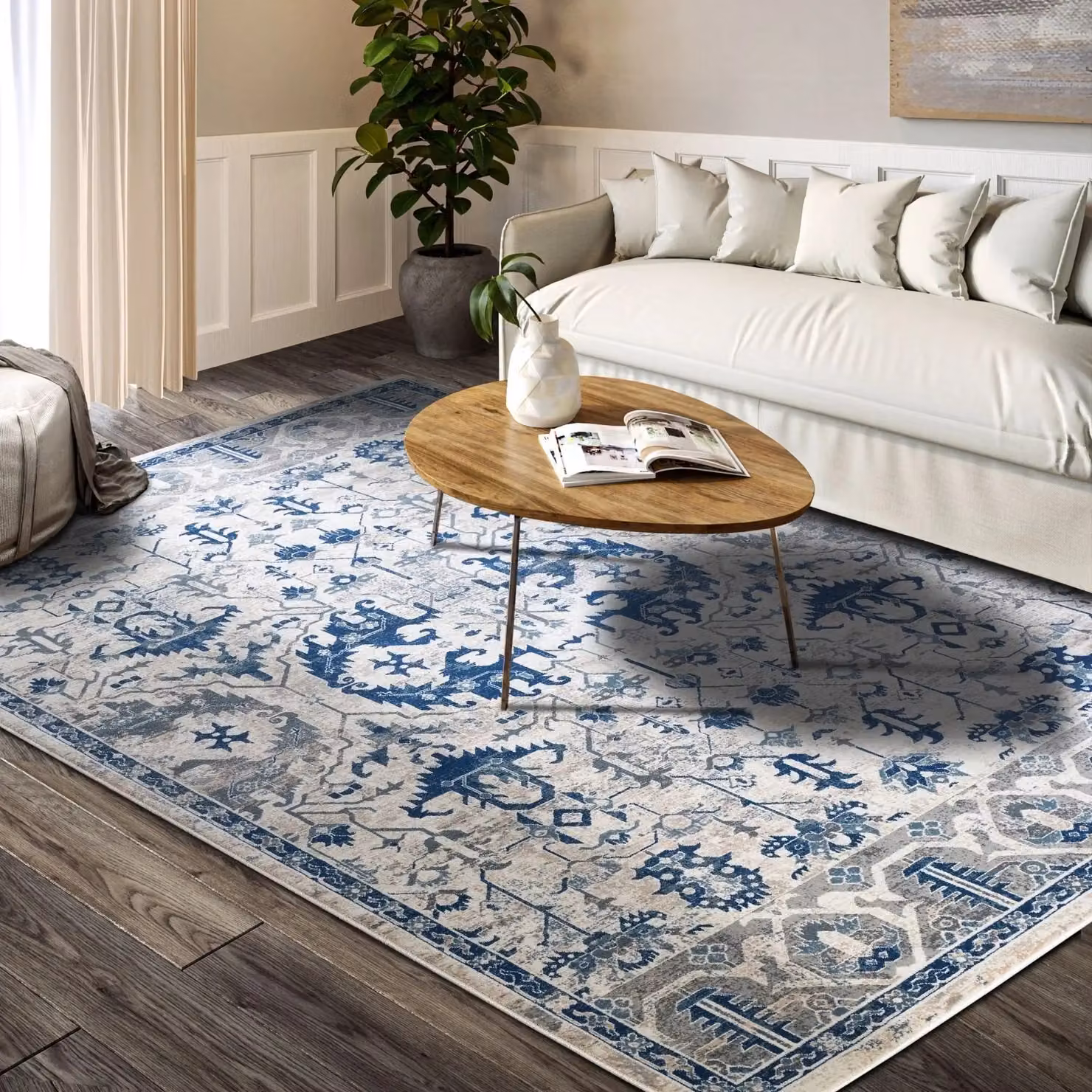 Villeroy & Boch 1869 Persian Vintage Rug in Beige, Grey and Blue, W/D/H: 120 x 170 cm – 4