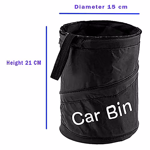 KAV Foldable and Water Resistant Collapsible Car Bin with Hanging Holder, Black, W: 21.0 cm, D: 15.0 cm, H: 15.0 cm – 2