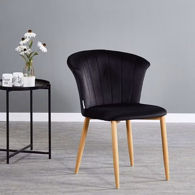 Life Interiors Elsa Velvet Dining Chair in Black