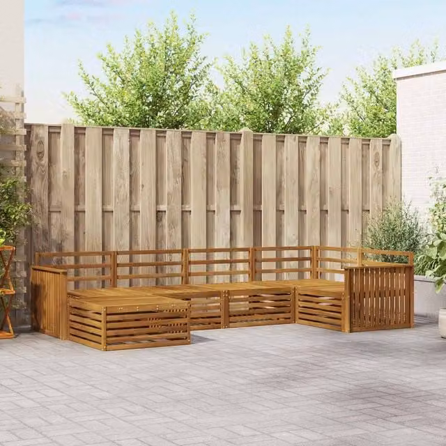 Berkfield Home 6-Piece Outdoor Sofa Set in Brown Solid Acacia Wood – 1