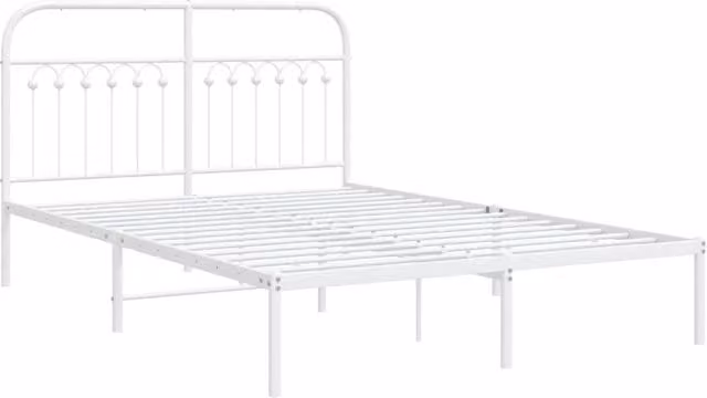 Berkfield Home Metal Bed Frame with Headboard in White, W/D/H: 140 x 200 x 146 cm – 1
