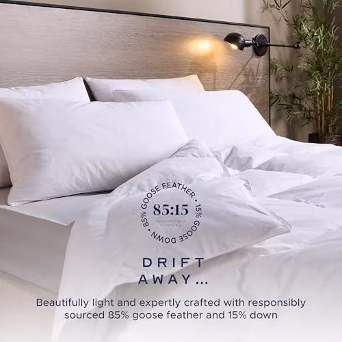 Snuggledown Luxury Goose Feather and Down Double Duvet 13.5 Tog and 2 Pillows, 85:15 Blend with Cotton Cover, White, W: 200 cm